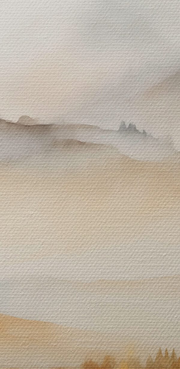 Watercolor painting of trees and mountains Watercolor painting of trees and mountains