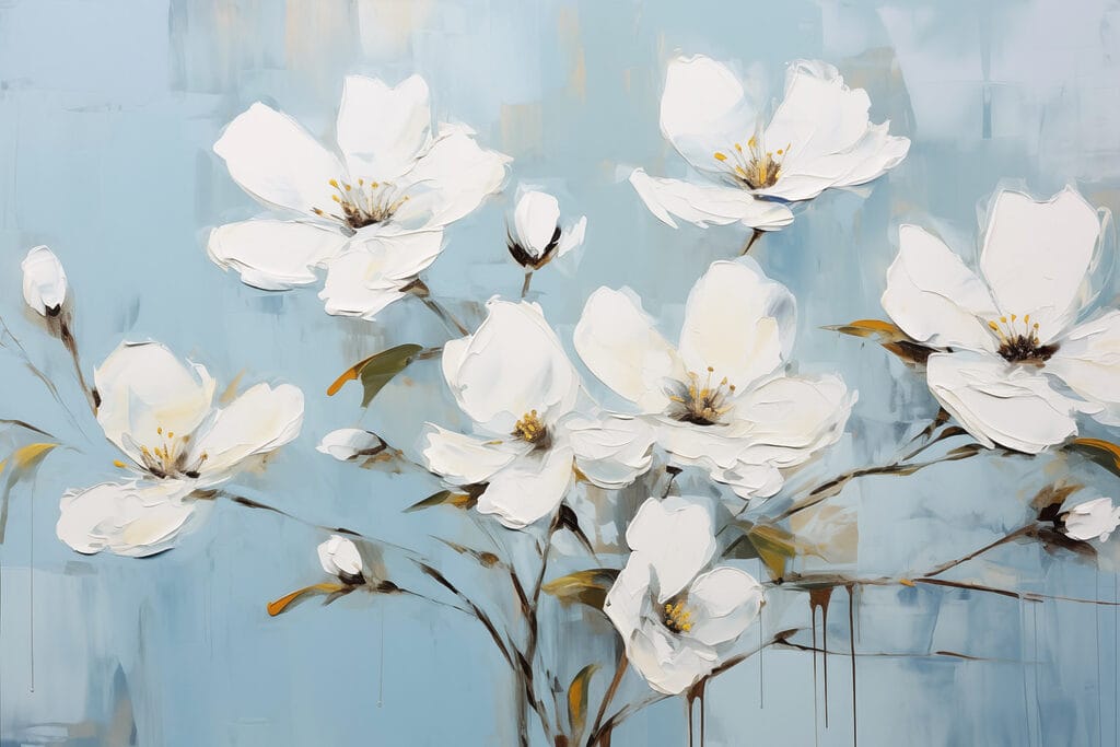 Painting of white flowers Painting of white flowers