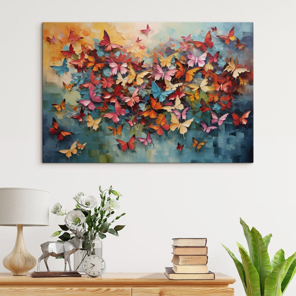 Group of butterflies on a blue background