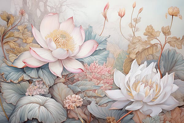 Painting of flowers and leaves Painting of flowers and leaves