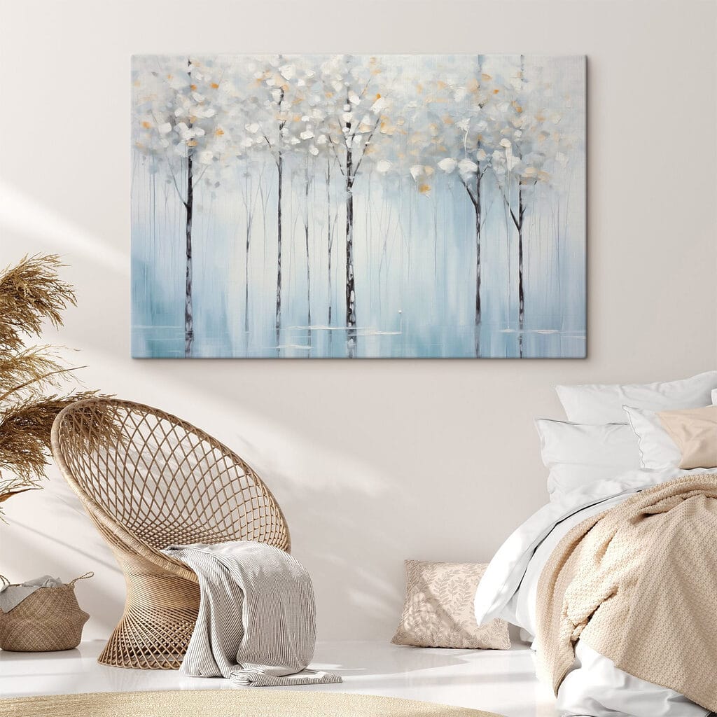 Painting of trees in a lake Painting of trees in a lake