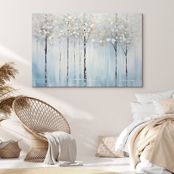 Painting of trees in a lake Painting of trees in a lake