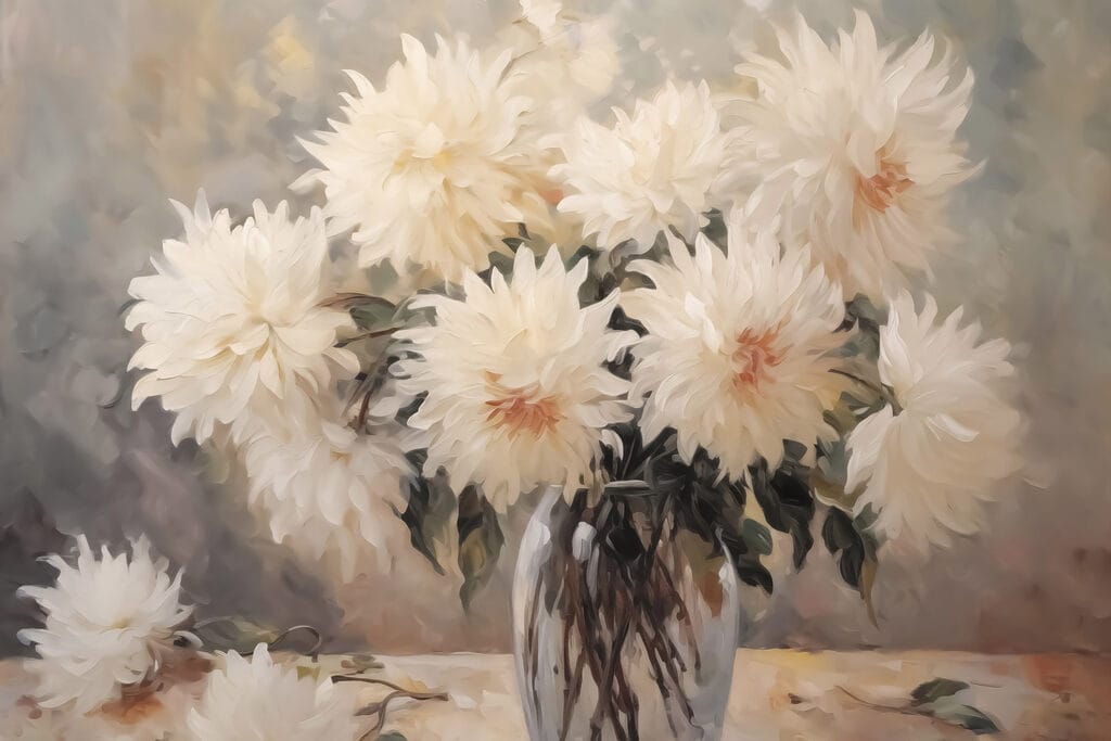 Painting of flowers in a vase Painting of flowers in a vase