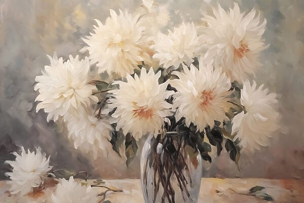 Painting of flowers in a vase Painting of flowers in a vase