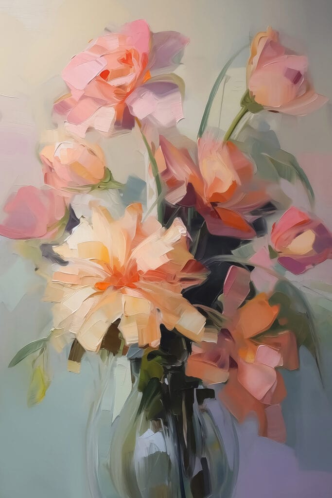 Painting of flowers in a vase