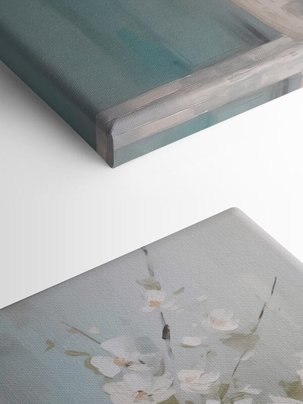 Painting of a vase with white flowers Painting of a vase with white flowers