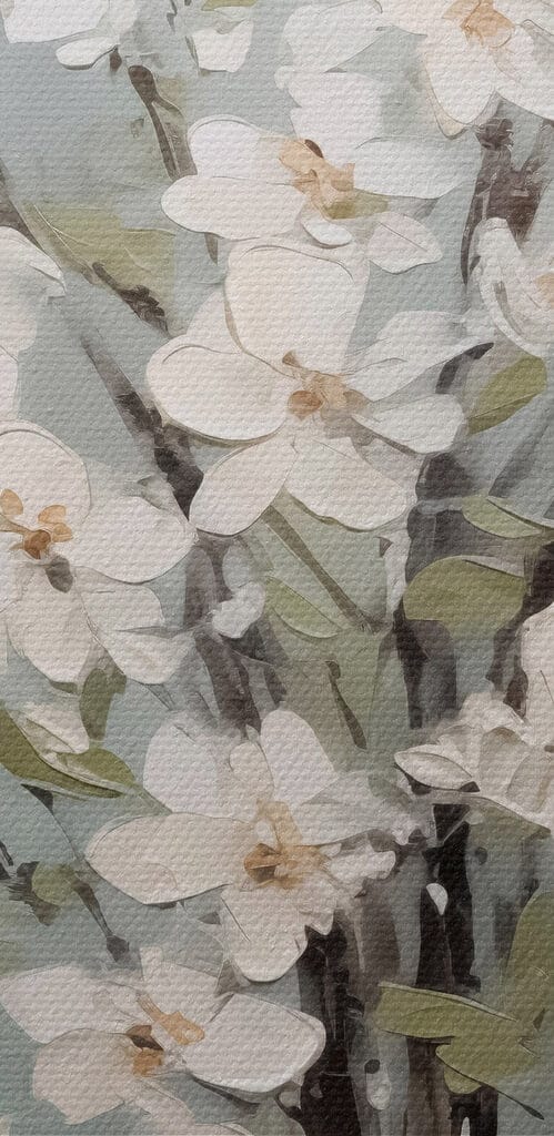 Painting of a vase with white flowers Painting of a vase with white flowers