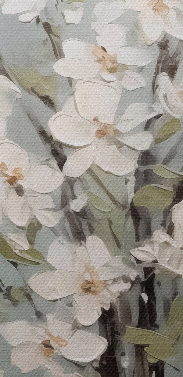 Painting of a vase with white flowers Painting of a vase with white flowers