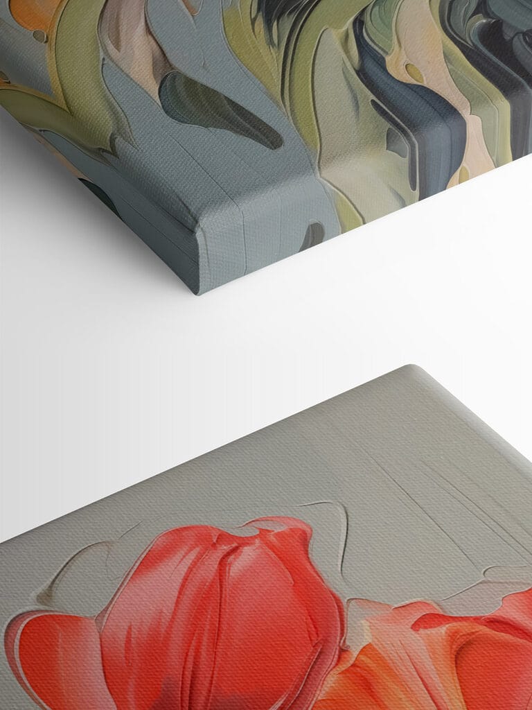 Painting of tulips on a grey background Painting of tulips on a grey background