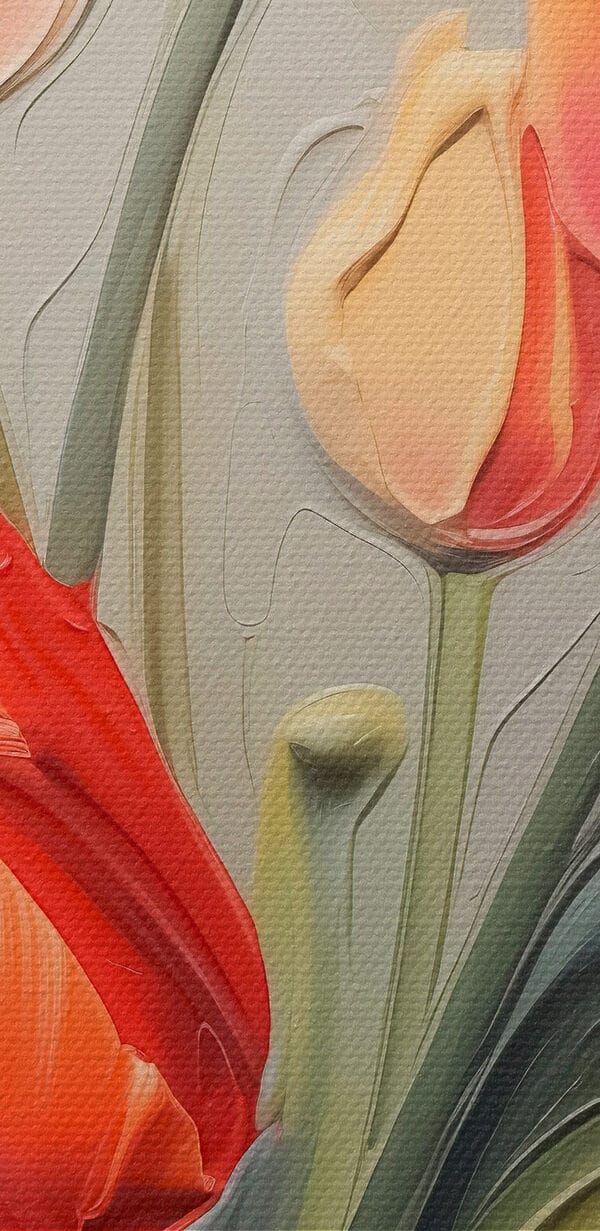 Painting of tulips on a grey background Painting of tulips on a grey background
