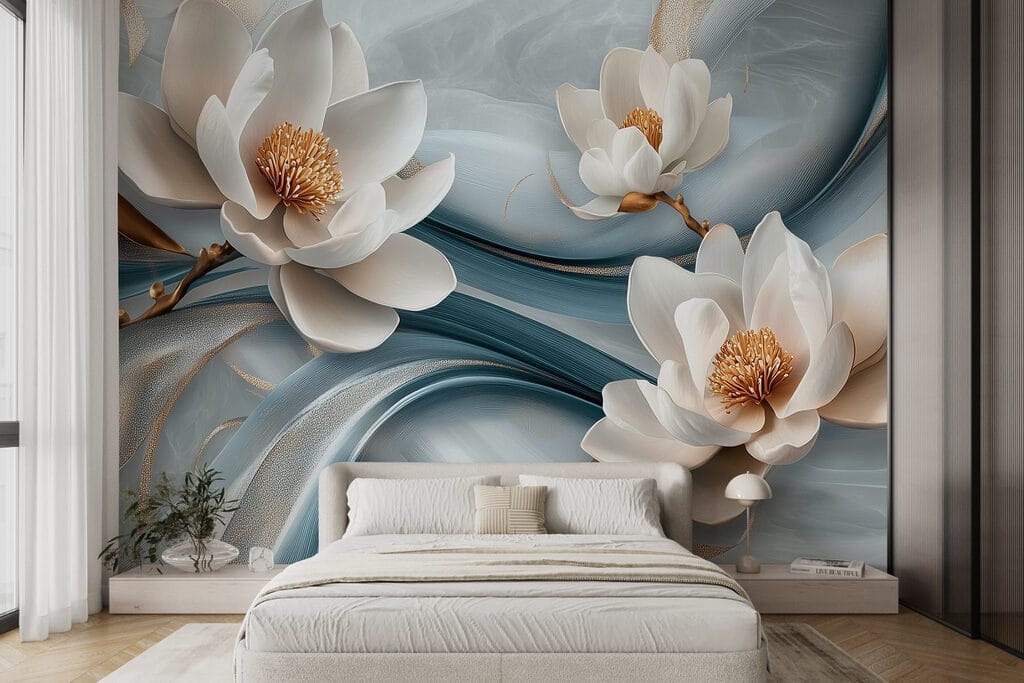 Delicate blooms on flowing fabric Delicate blooms on flowing fabric