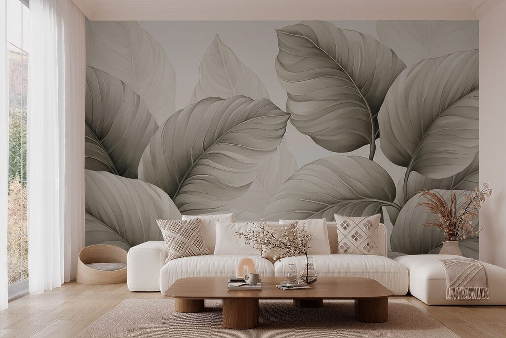 Lush leaves in soft monochrome hues Lush leaves in soft monochrome hues