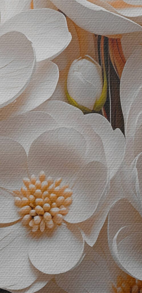 White flowers and leaves