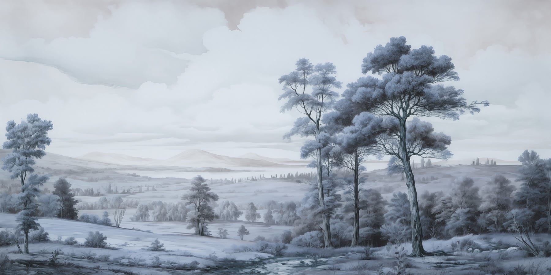 Landscape with trees and a river