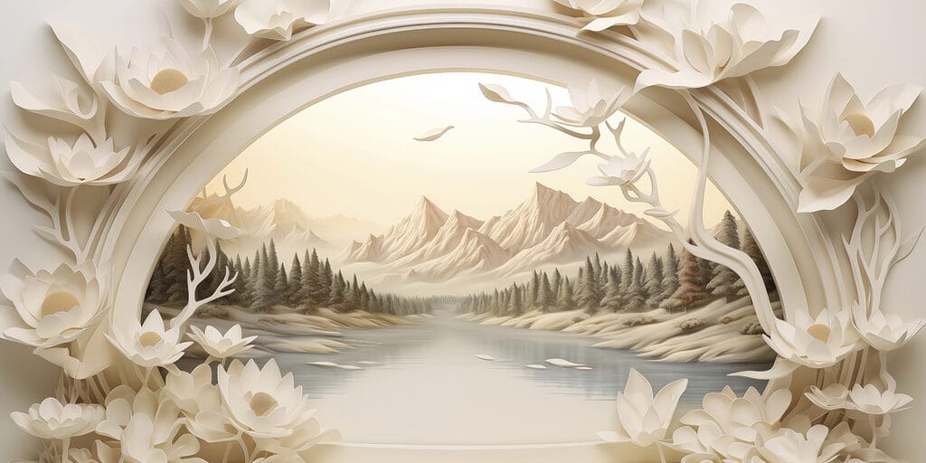 Шпалери з річкою та деревами Шпалери з річкою та деревами