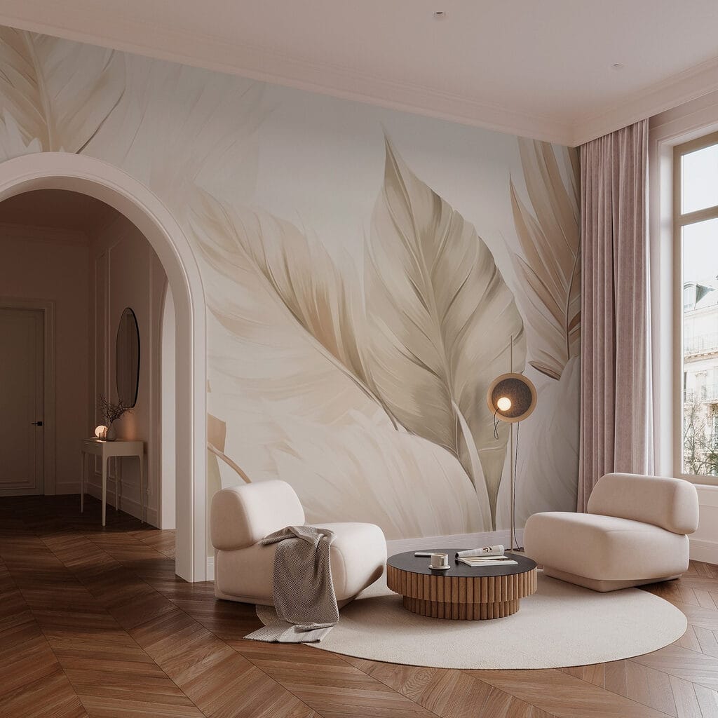 Delicate leaves in soft tones