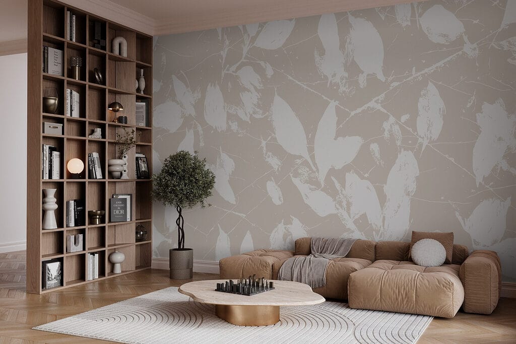 White leaves on a white background