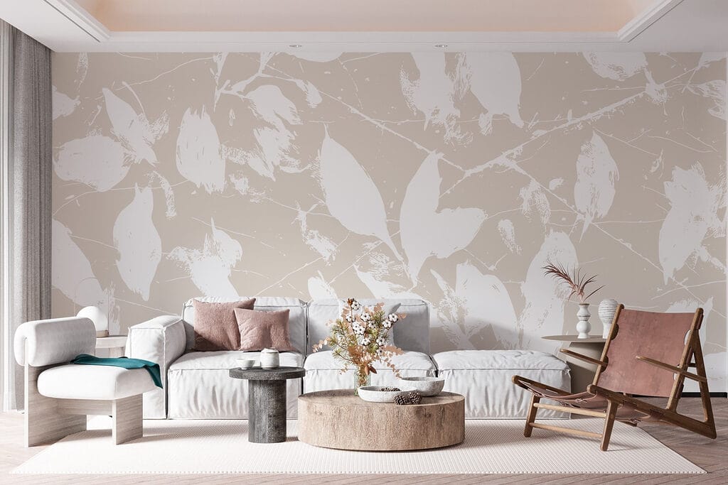 White leaves on a white background