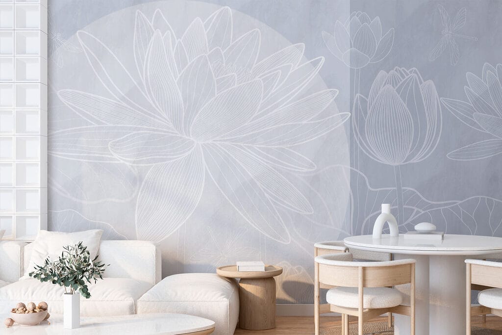 White flower drawing on a grey background White flower drawing on a grey background
