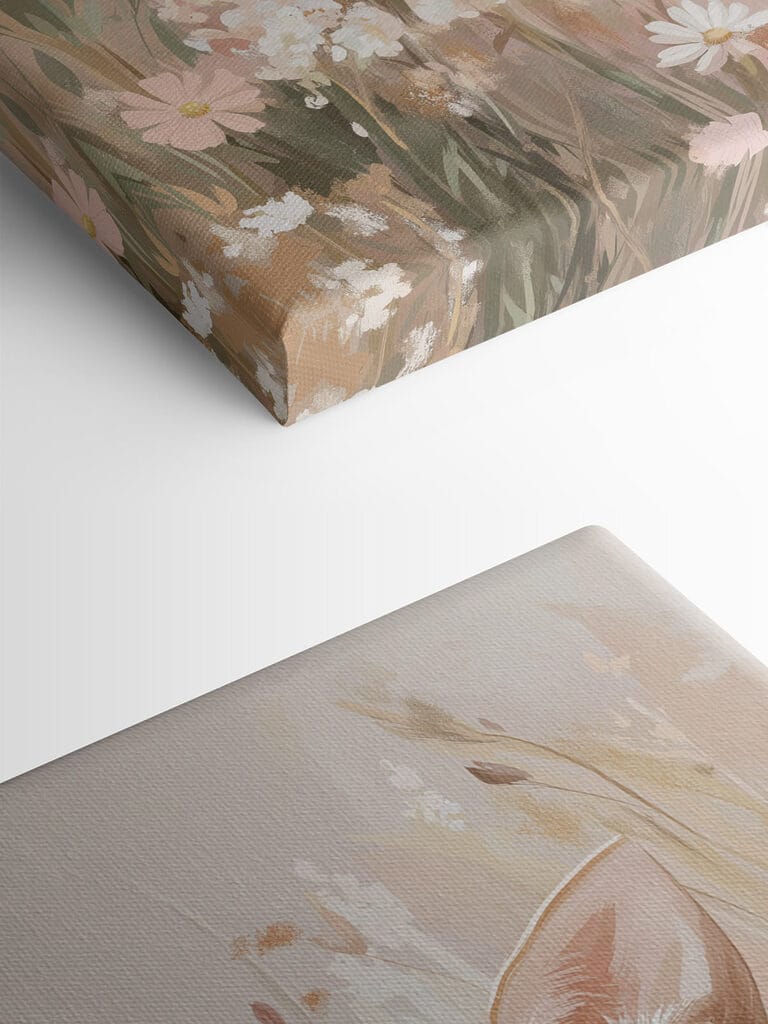 Painting of a deer in a field of flowers Painting of a deer in a field of flowers