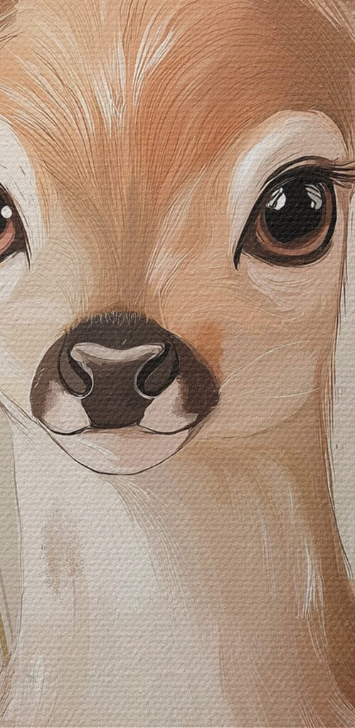 Painting of a deer in a field of flowers Painting of a deer in a field of flowers