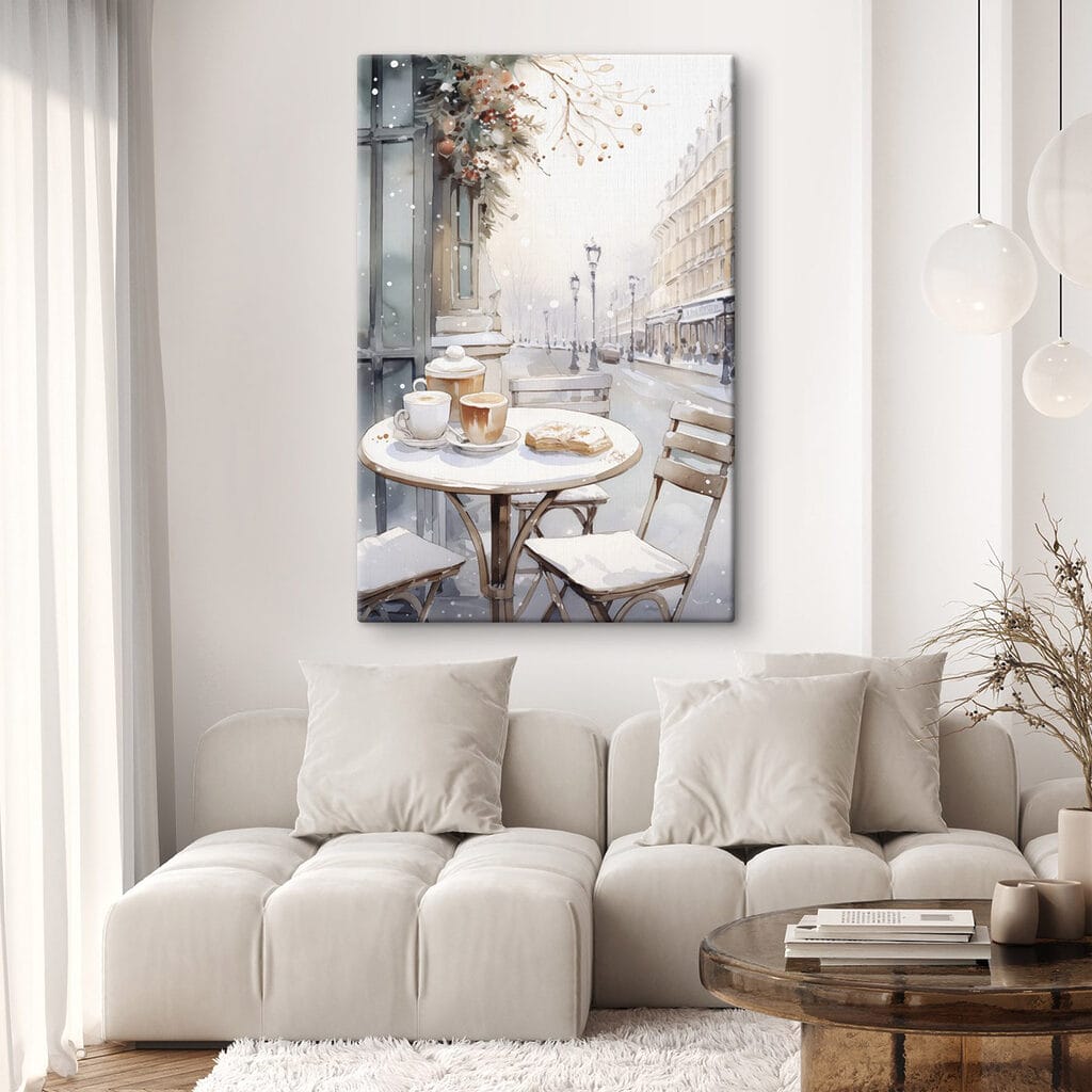 Table with coffee cups and croissants on it Table with coffee cups and croissants on it