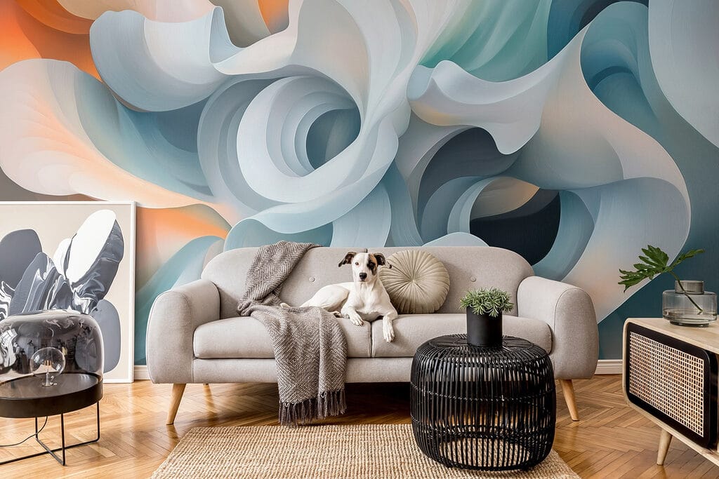 Flowing forms of soft pastel hues