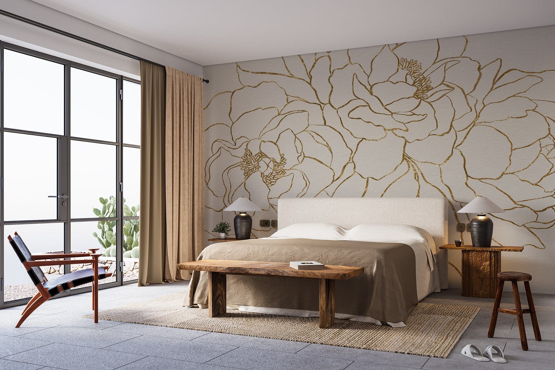 Drawing of flowers on a white surface