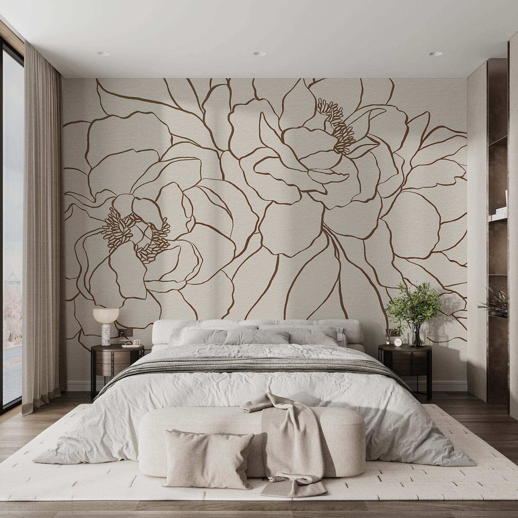 Drawing of flowers on a white surface