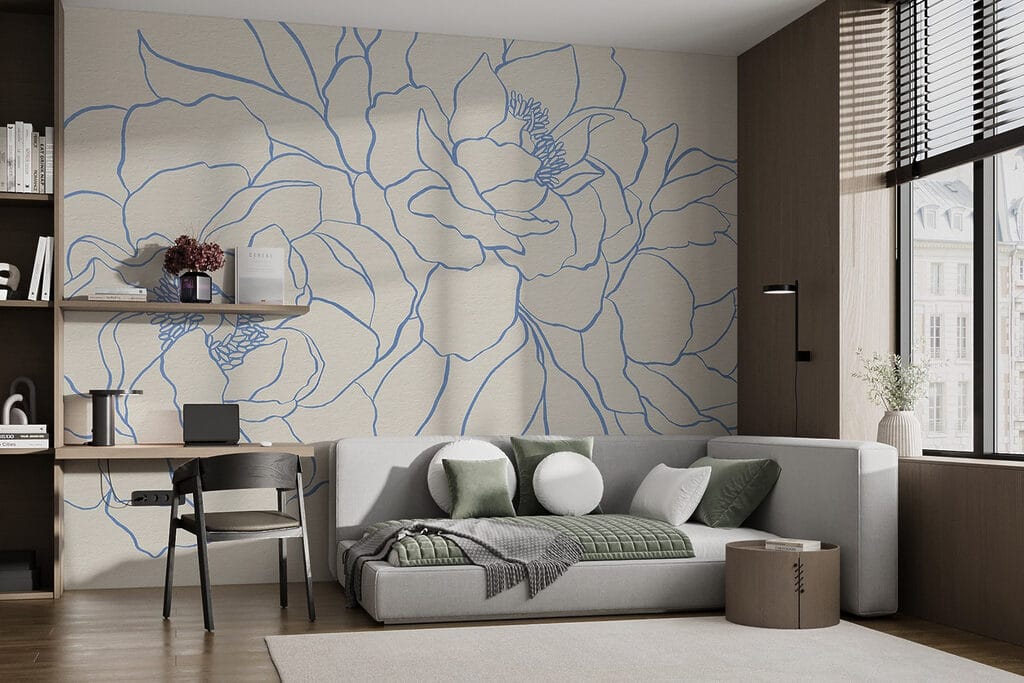 Drawing of flowers on a white surface