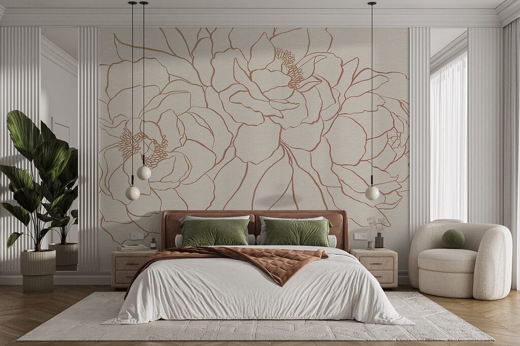 Drawing of flowers on a white surface Drawing of flowers on a white surface