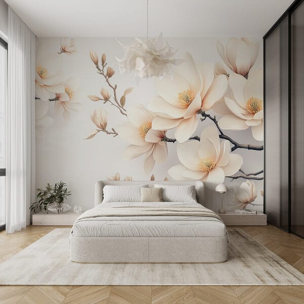 Ніжне цвітіння в м'яких білих відтінках Фотошпалери Ніжне цвітіння в м'яких білих відтінках