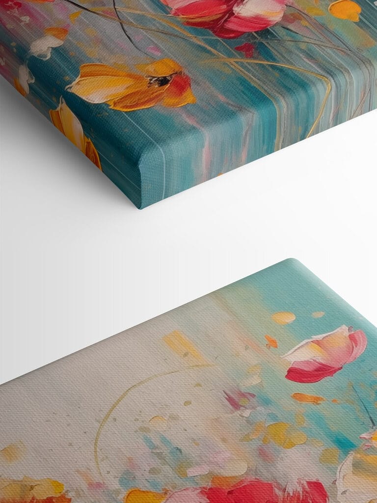 Painting of flowers on a blue background Painting of flowers on a blue background