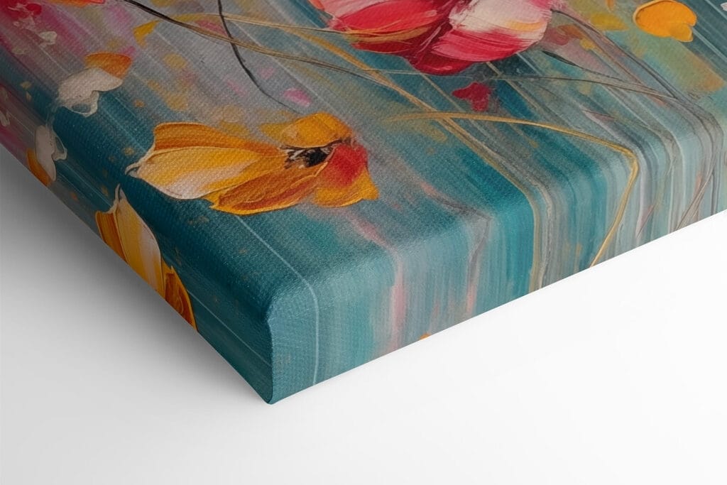 Painting of flowers on a blue background Painting of flowers on a blue background