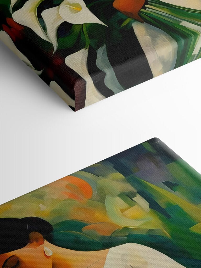 Painting of a woman holding flowers