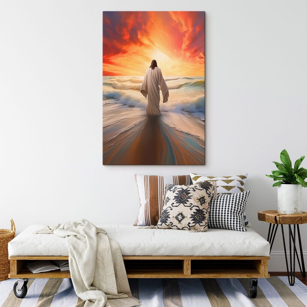 Person in a robe standing in the water