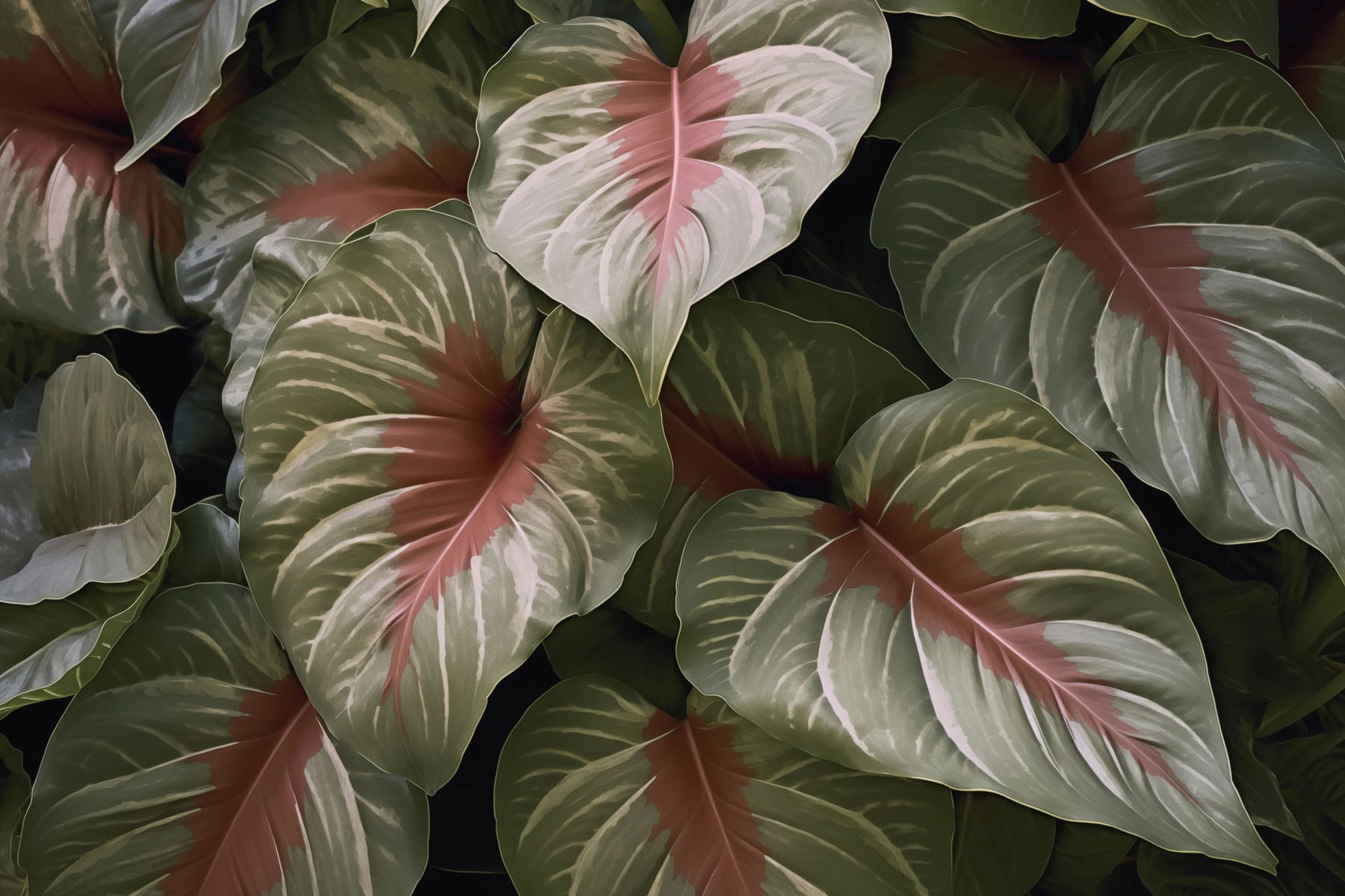 Lush green leaves with vibrant hues