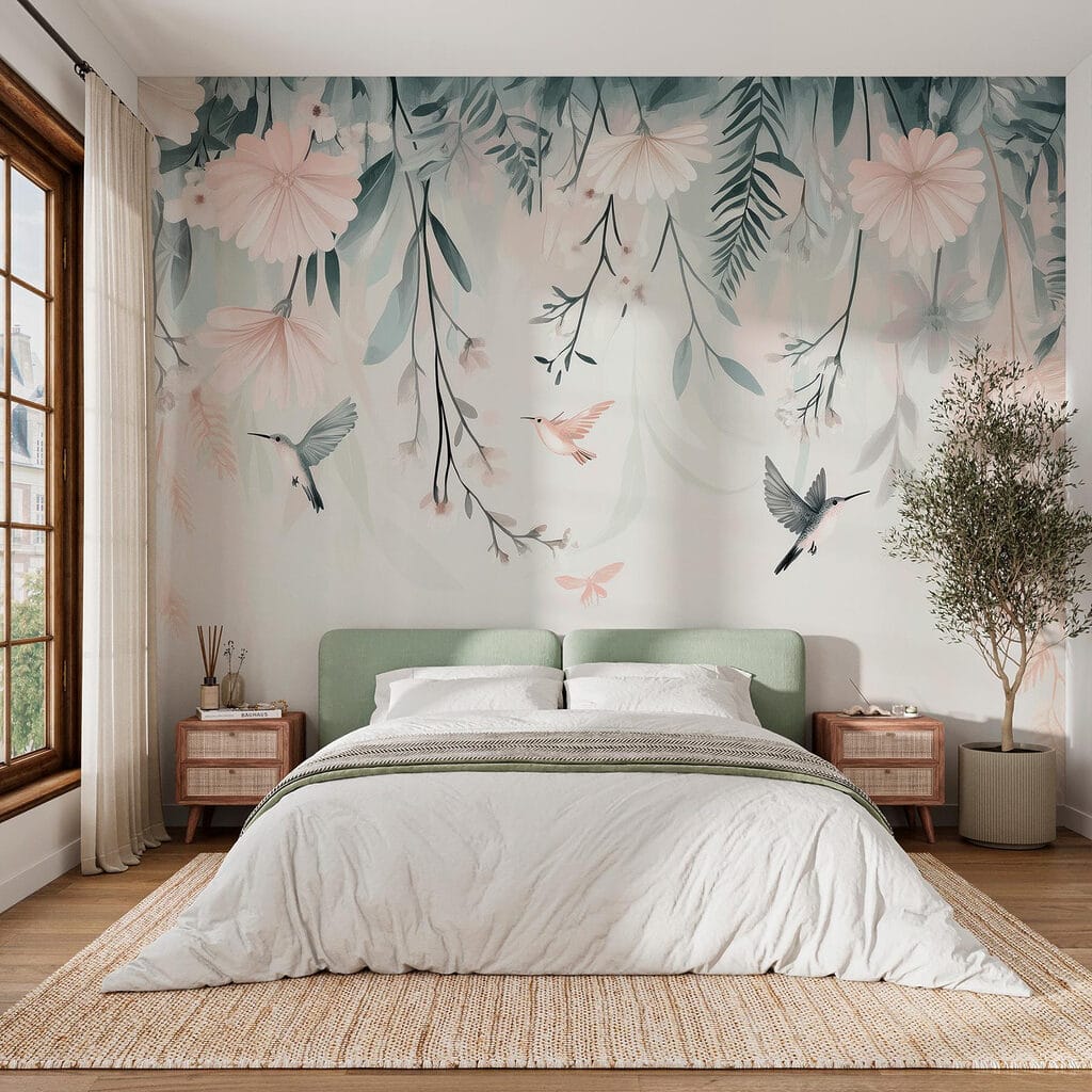 Bird flying over flowers Bird flying over flowers