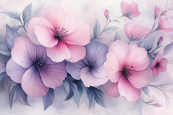 Group of pink and purple flowers Group of pink and purple flowers