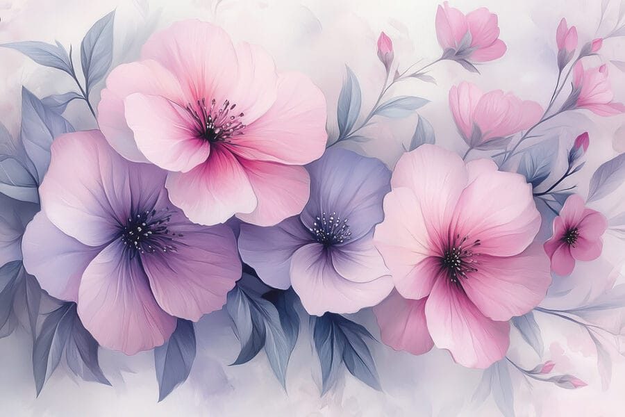 Group of pink and purple flowers Group of pink and purple flowers