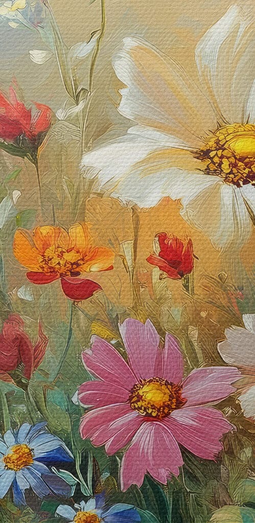 Painting of flowers in a field