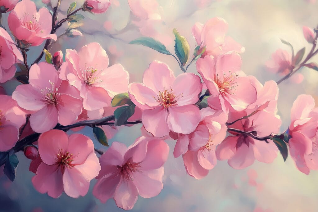Delicate blossoms in soft pastel tones
