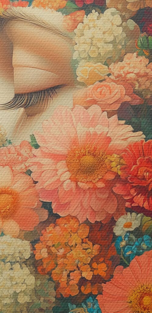Woman with flowers in her hair Woman with flowers in her hair