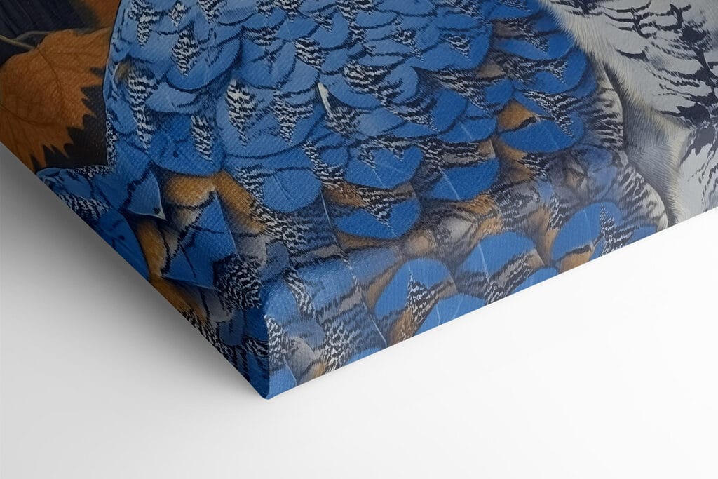 An owl with yellow eyes