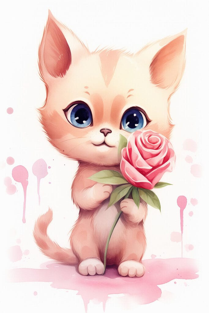 Cat holding a flower Cat holding a flower