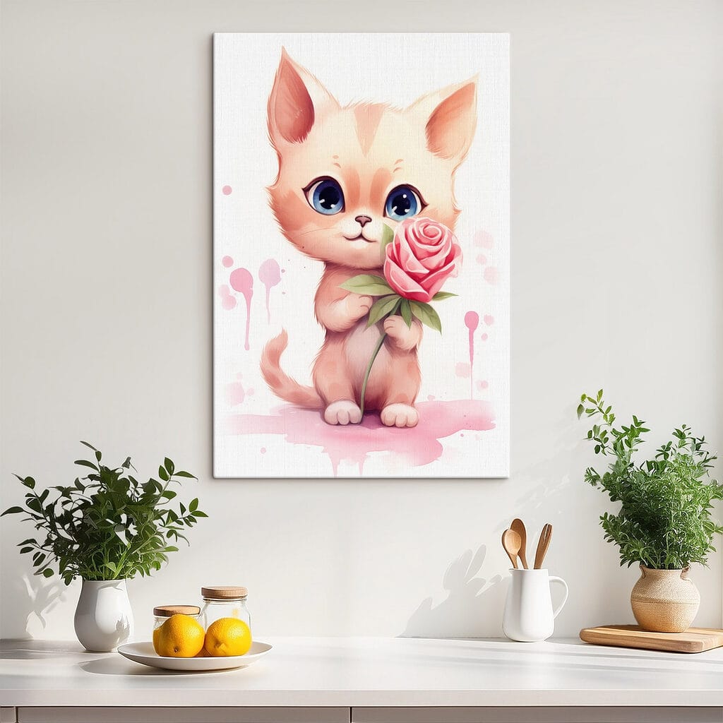 Cat holding a flower Cat holding a flower