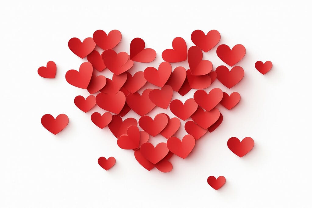 Heart shaped red paper hearts