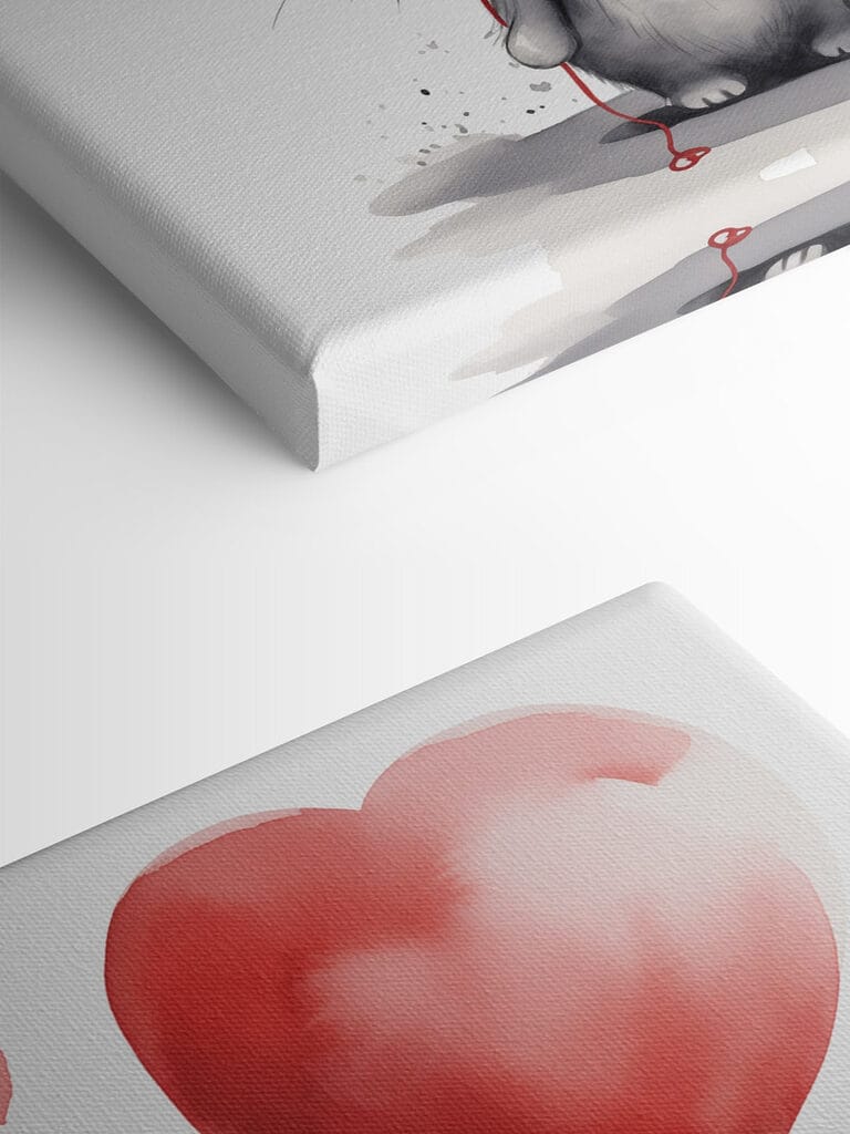 Cat holding balloons