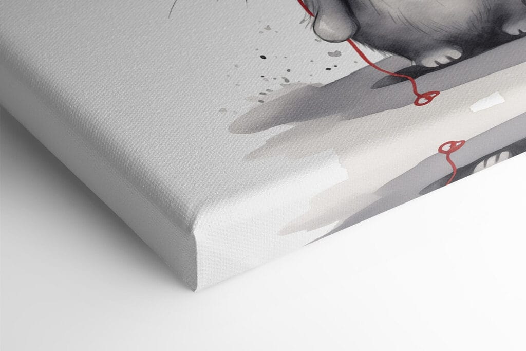 Cat holding balloons