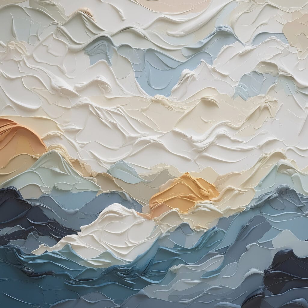 Painting of mountains and clouds Painting of mountains and clouds